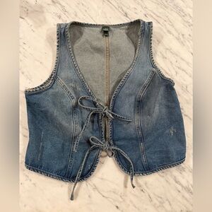Wild Fable Blue Denim Lace-Up Vest Size L